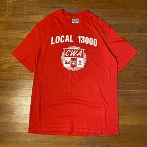 Vintage 80s CWA Local 13000 Red T-Shirt Single Stitch Large USA